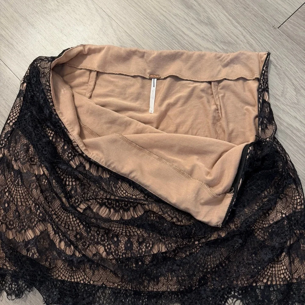 Free People, Zoey Lace Mini‎ Skirt, Black Lace Mesh Overlay | Women’s 4
